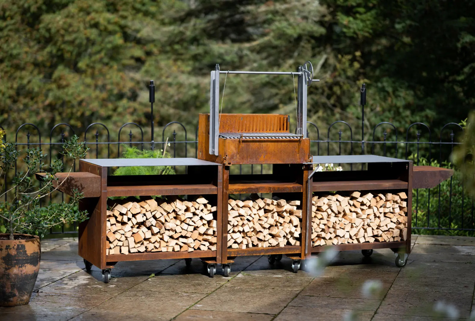 Outdoor Kitchen with an  Argentinian Parrilla Grill 