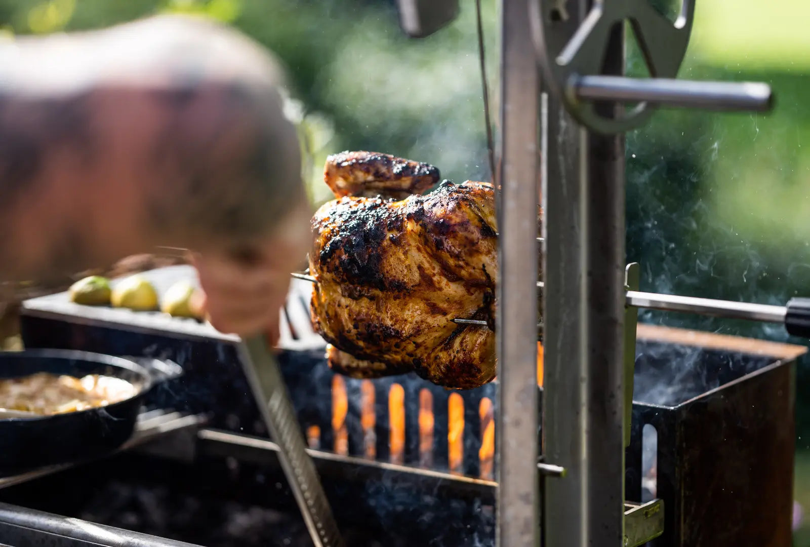 Rotisserie on a Wood fired Grill 