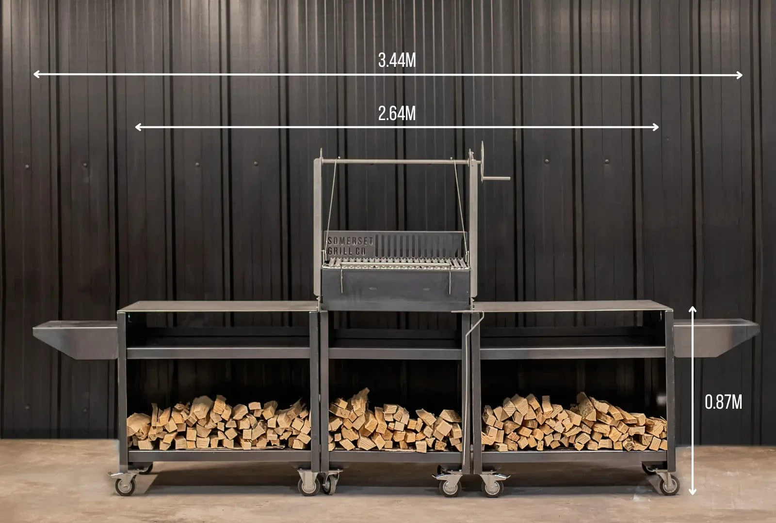 Somerset Grill Co Asado Gunmetal Outdoor Kitchen Bundle with Argentinian Grill Asado Gunmetal Outdoor Kitchen Bundle