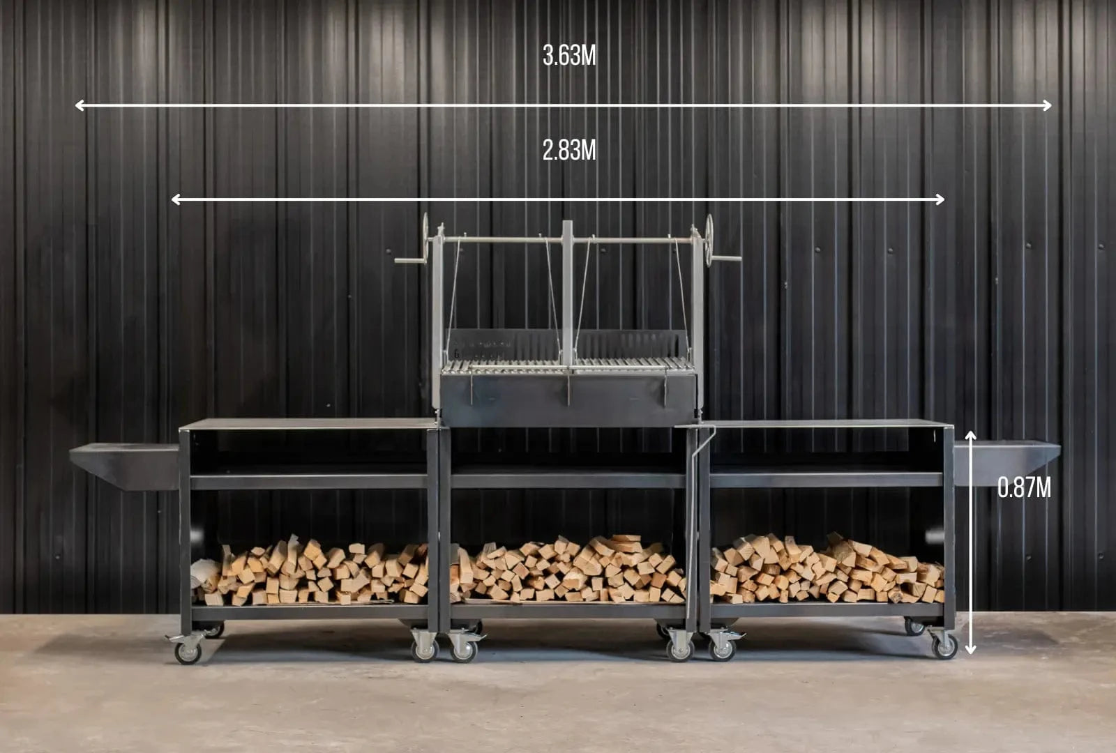 Somerset Grill Co Grande Gunmetal Outdoor Kitchen Bundle with an Argentinian Grill Grande Gunmetal Outdoor Kitchen Bundle