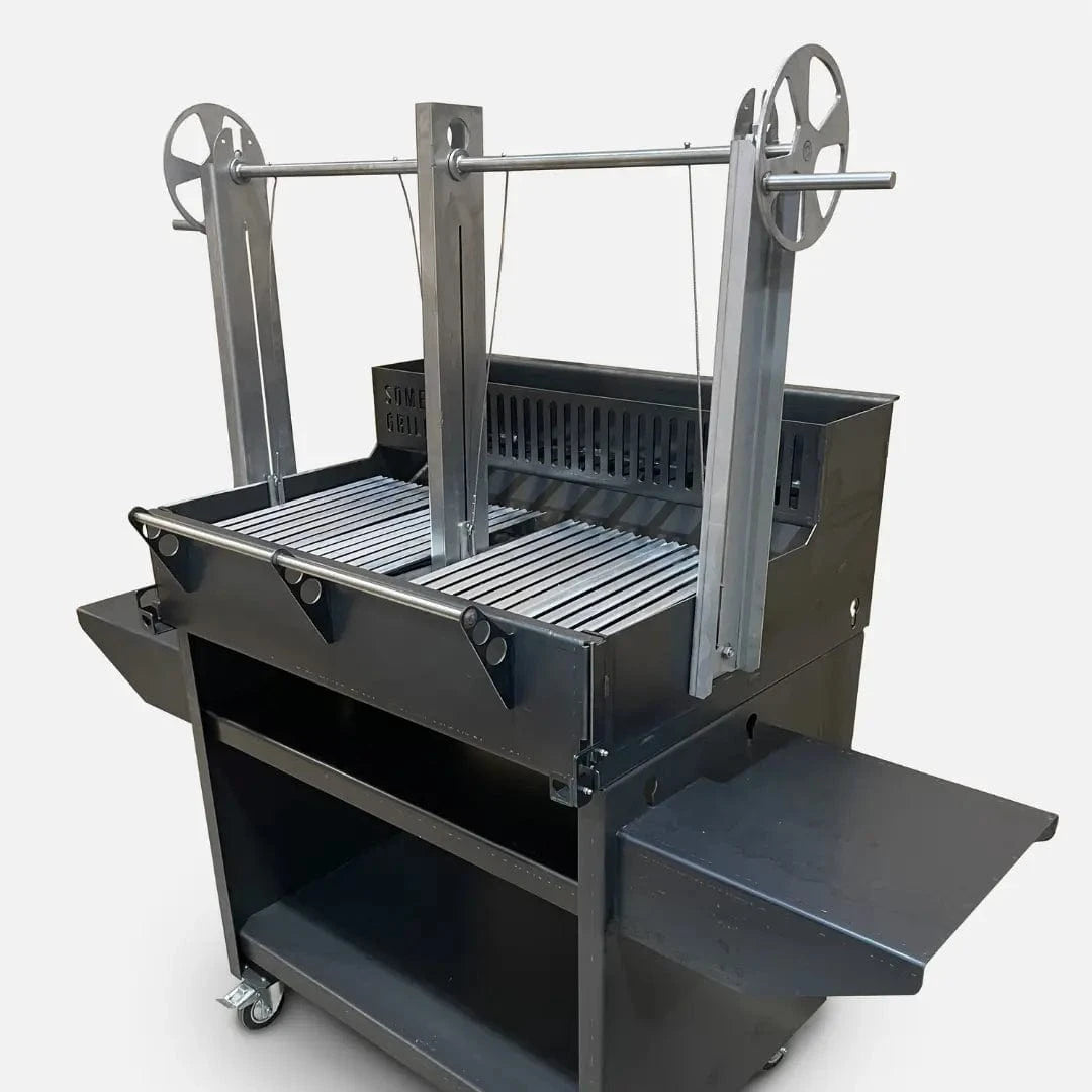 Somerset Grill Co Grande Gunmetal Woodstore stand for an Argentinian Grill Grande Gunmetal Woodstore stand