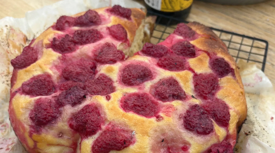 Ember-Baked Dolche Raspberry Cake