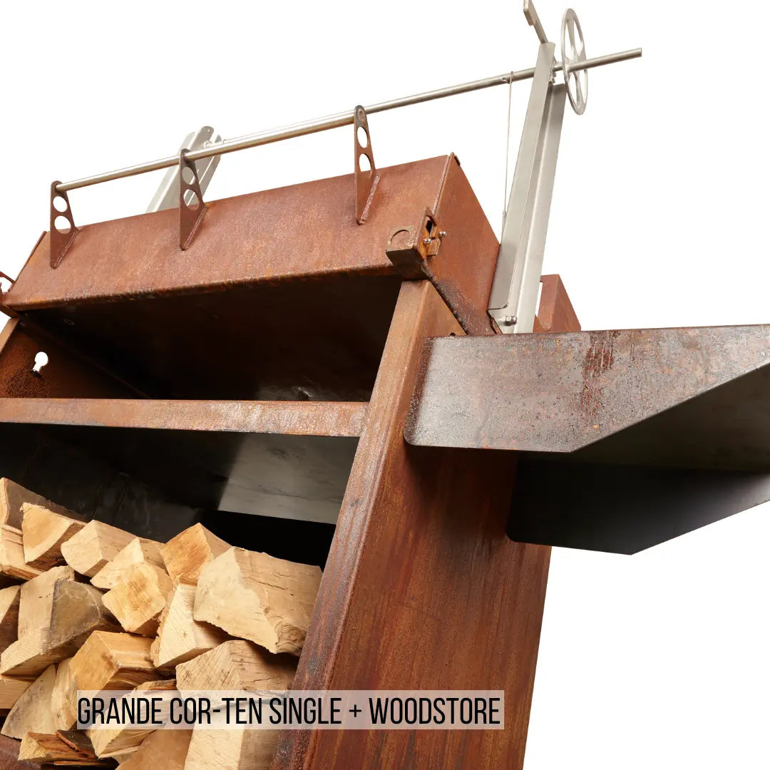 Grande Cor-Ten Woodstore Stand