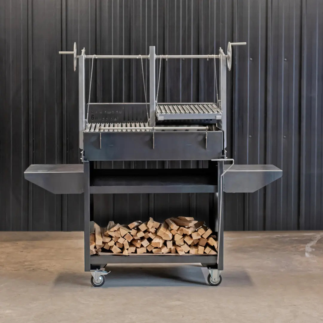 Grande Gunmetal Woodstore stand