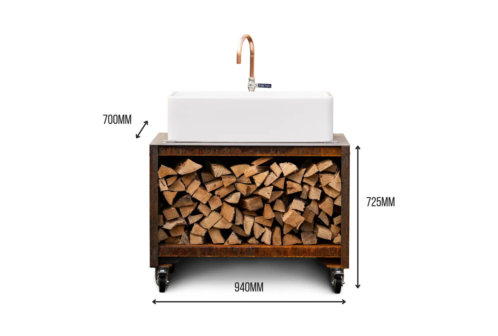 Kitchen Belfast Sink Unit - CorTen