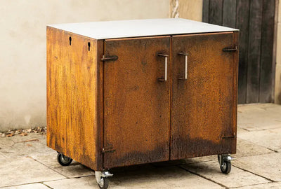 Grande Cor-Ten Worktop unit With Doors