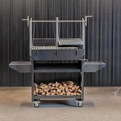 Somerset Grill Co Grande Gunmetal Woodstore stand for an Argentinian Grill Grande Gunmetal Woodstore stand