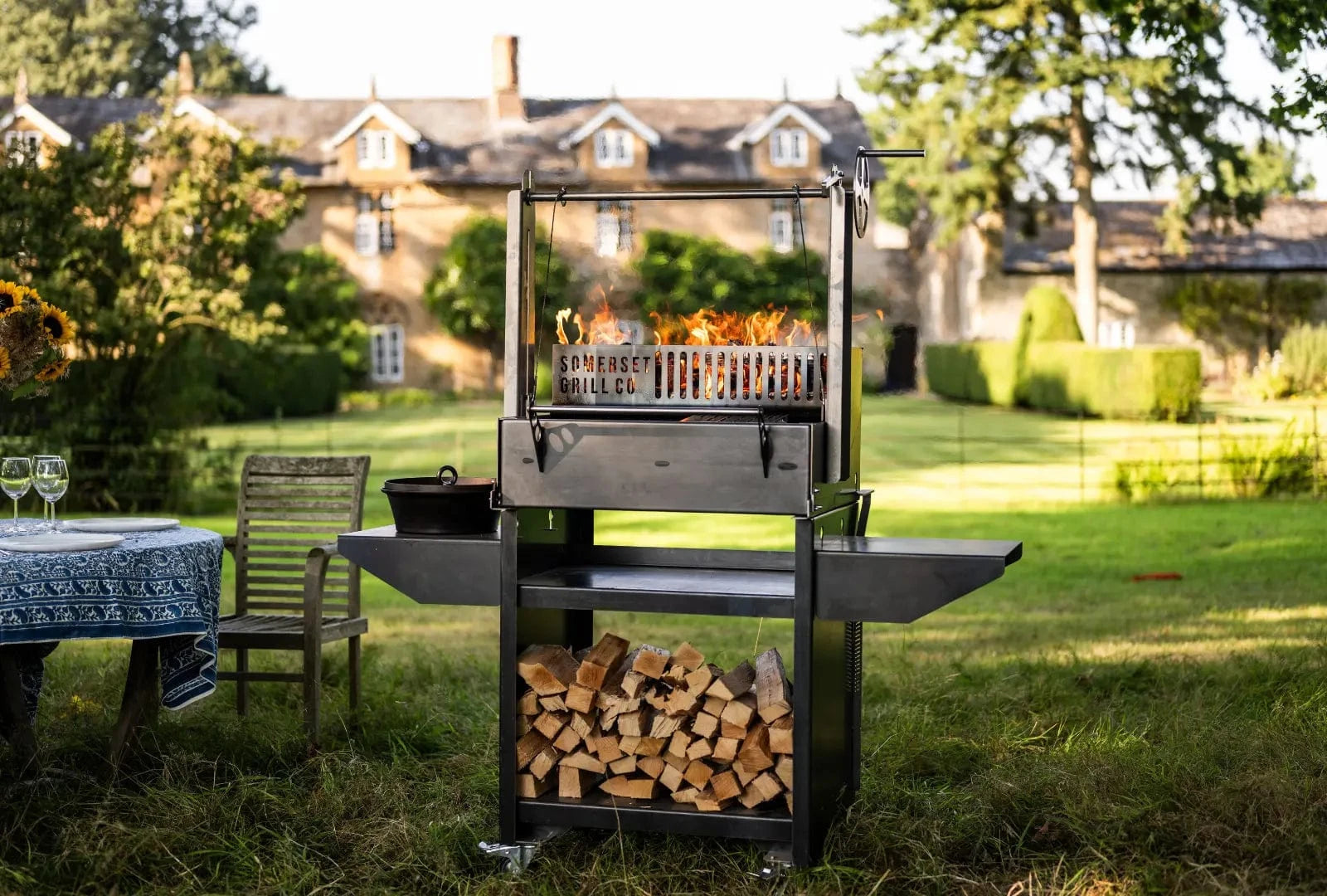 Somerset Grill Co Woodstore Stand For an Asado Grill  Asado Gunmetal Woodstore Stand